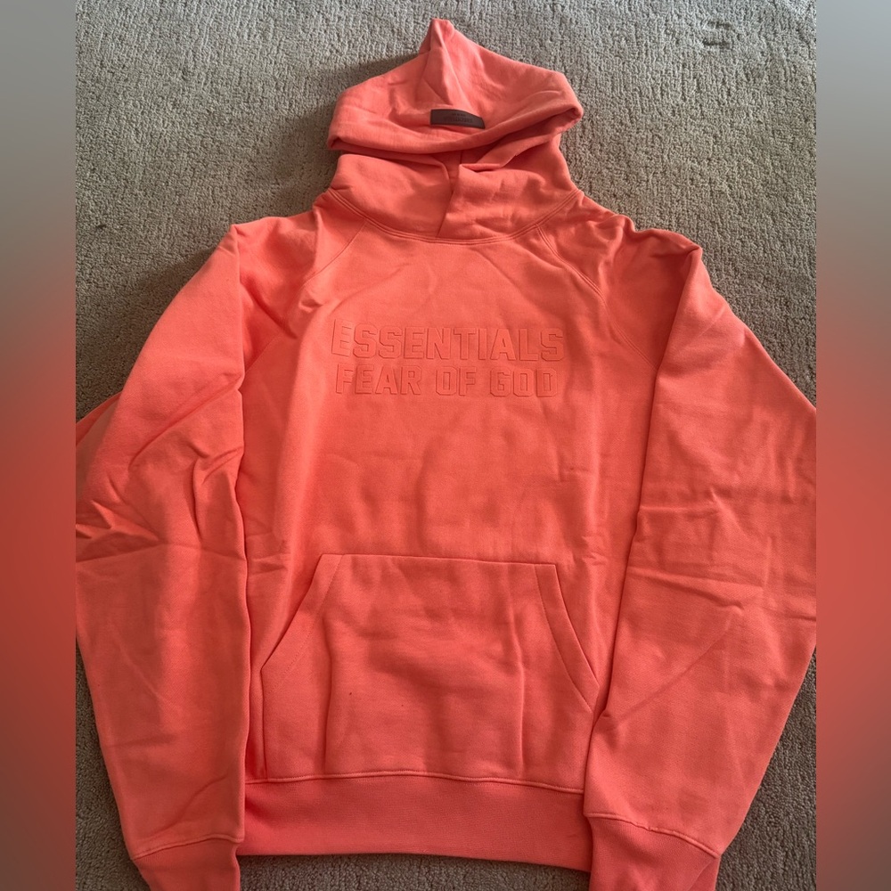 Fear of God, essentials hoodie coral